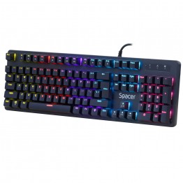 Tastatura gaming Spacer Warrior, Switch-uri mecanice Blue, LED RGB